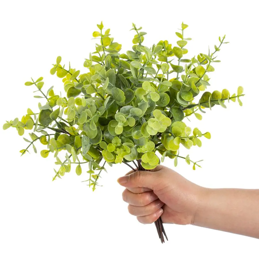 نبات البلاستيك الاصطناعي الأخضر الأوكالبتوس في الهواء الطلق حديقة غرفة المنزل زهرية الجدول حفل زفاف باقة الزفاف لتقوم بها بنفسك هدية التبعي