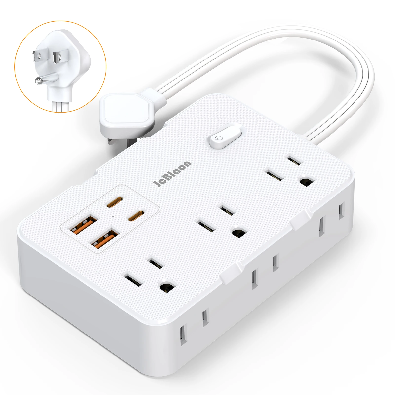 Power Strip AC Outlet USB Type C Fast Charging Multitap Universal Plug Wall Socket 0.5ft Extension Cable Home Travel Electrical