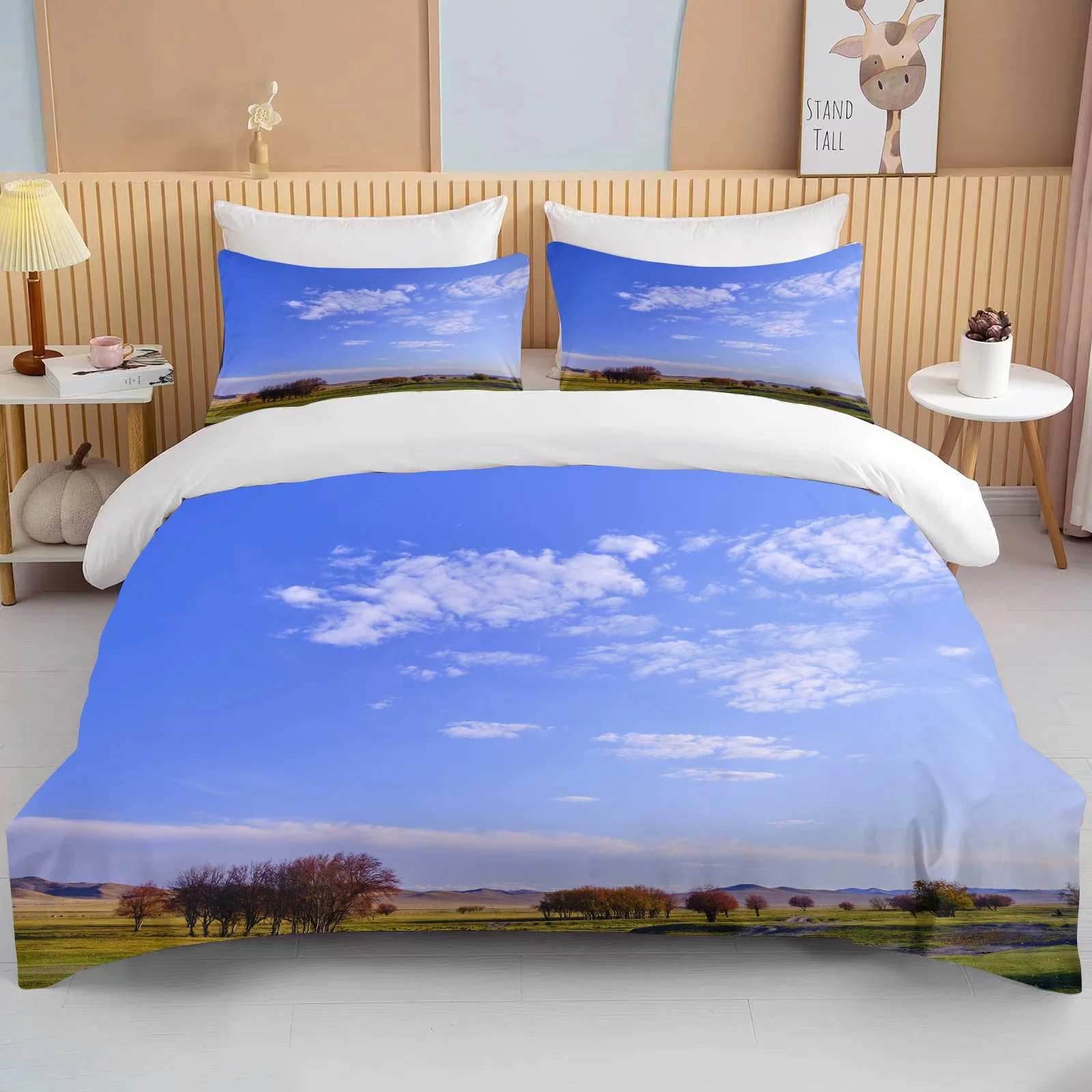 

China Grassland European And American King Size Double Bed Children's Bedding Microfiber Or Polyester Duvet Cover 3 Piece Set