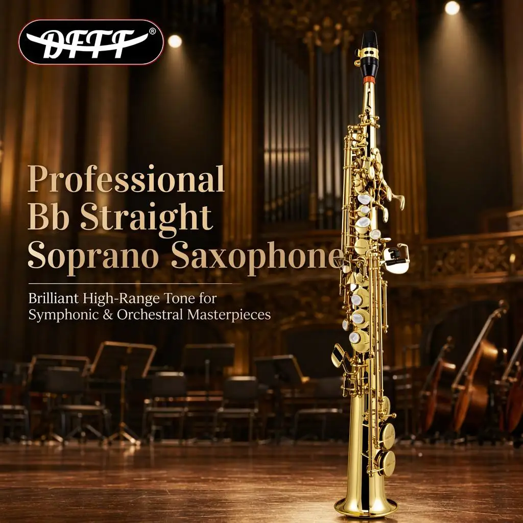 Super Factory OEM Wholesale Cheap Brass Bb Handmade Carving Soprano Saxophone Gold Lacquer Surface Straight