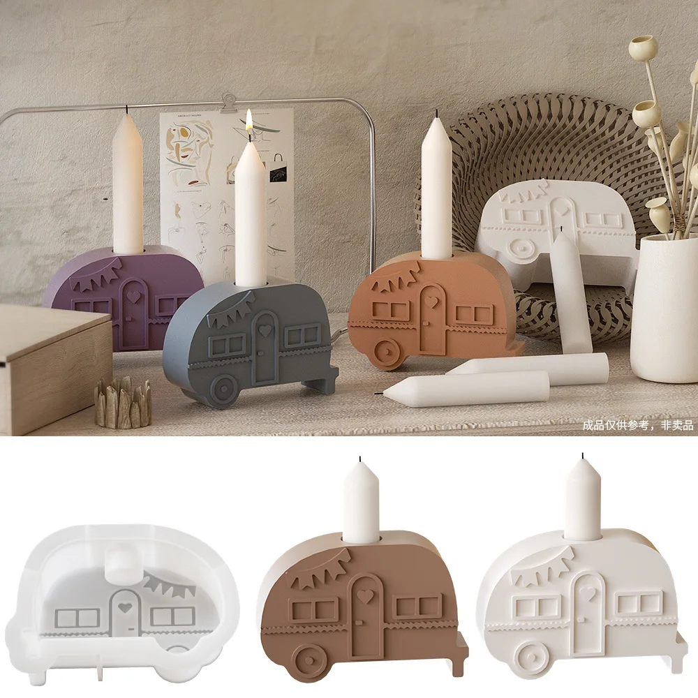 Car Candle Holder Ornament Mold DIY Crystal Drip Resin Plaster Aroma Candle Holder Silicone Mould