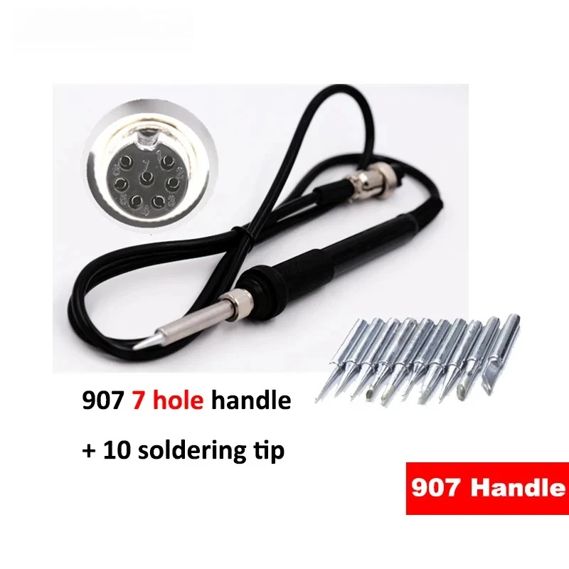 5 Pin 5/hole /7 Hole 907 Soldering Station Iron Handle with A1322 Ceramic Heater 24V with 10 Tip Soldering Iron Tips