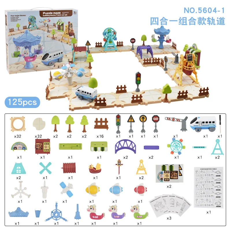 

Развивающая игрушка STEM: электропоезд и набор гоночных треков своими руками, обучающая деятельность Монтессори, идеальный рождественский подарок для детей