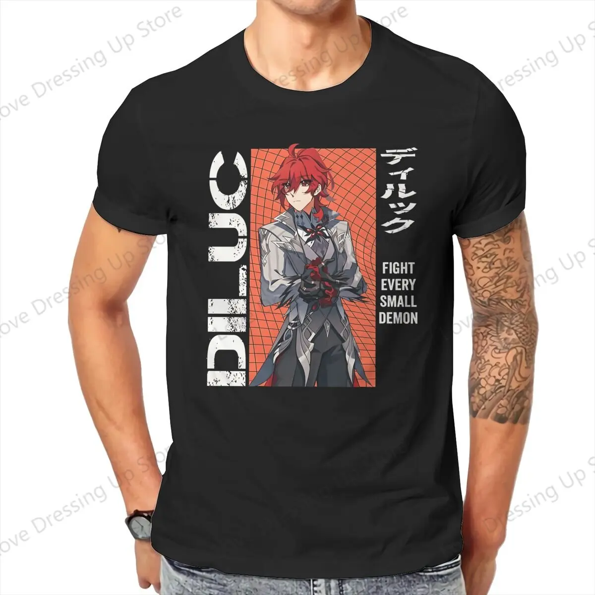 100% Cotton T-shirt  t shirt men Diluc - Genshin Impact Summer Breathable Street Short Sleeve Top S-6XL