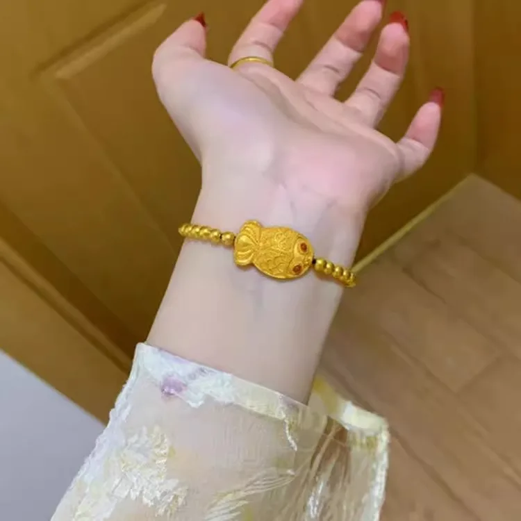 

Little Goldfish Bead Light Luxury Fashion Bracelet For Women 24K Gold AU999, Lucky & Fashionable, Great For Brightening Skin