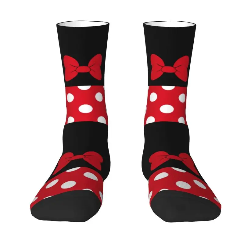 Cartoon Minnie Men Women Crew Socks Unisex Funny Animated Polkadots Spring Summer Autumn Winter Dress Socks