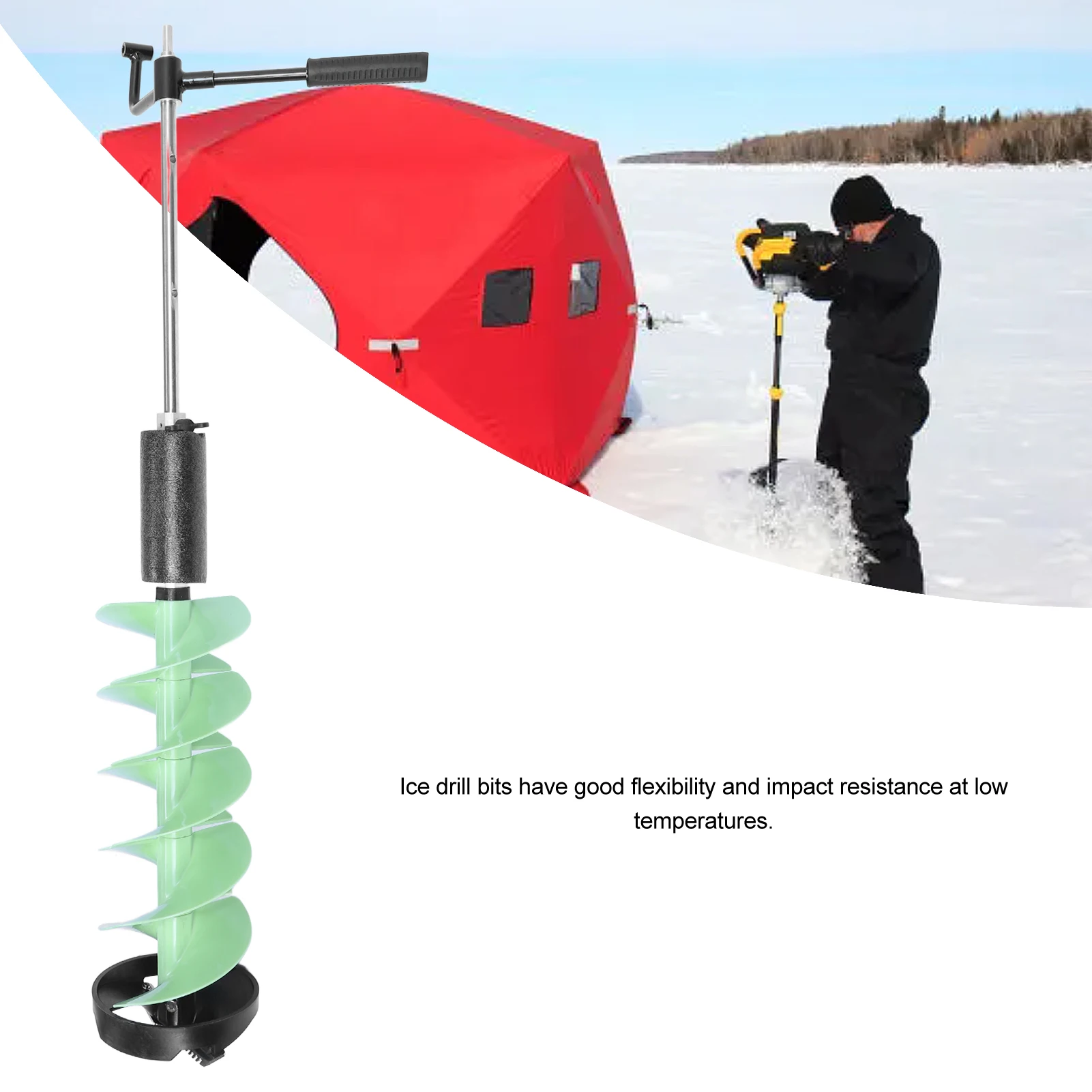 

Ice Drill Auger 8in Diameter 28in Length Nylon Ice Drilling Auger with 70cm Extension Rod for Fishing