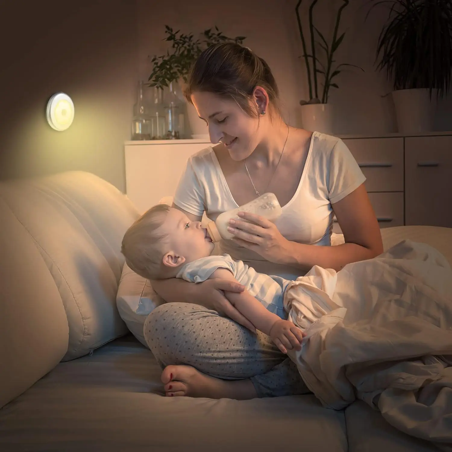 Night Light With PIR Motion Sensor LED Battery Lamp Strong Magnetic For Bedroom Bedside Kitchen Cabinet Lighting
