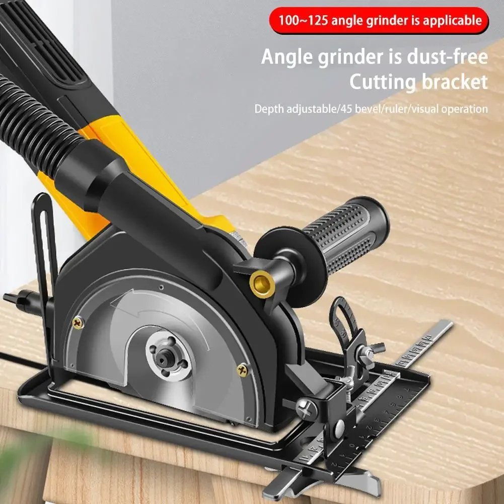 Dust Free 45° Adjustable Cutting Depth Positioning Bracket Angle Grinder Retrofit Cutting Machine Slotting Base for 100-125MM