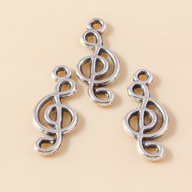 Leslie 50 Stück 19x8mm Legierungs-Anhänger Musiknoten-Charms Niedliche Ohrringe Halsketten-Anhänger DIY Schmuckherstellung Zubehör – Detail 6