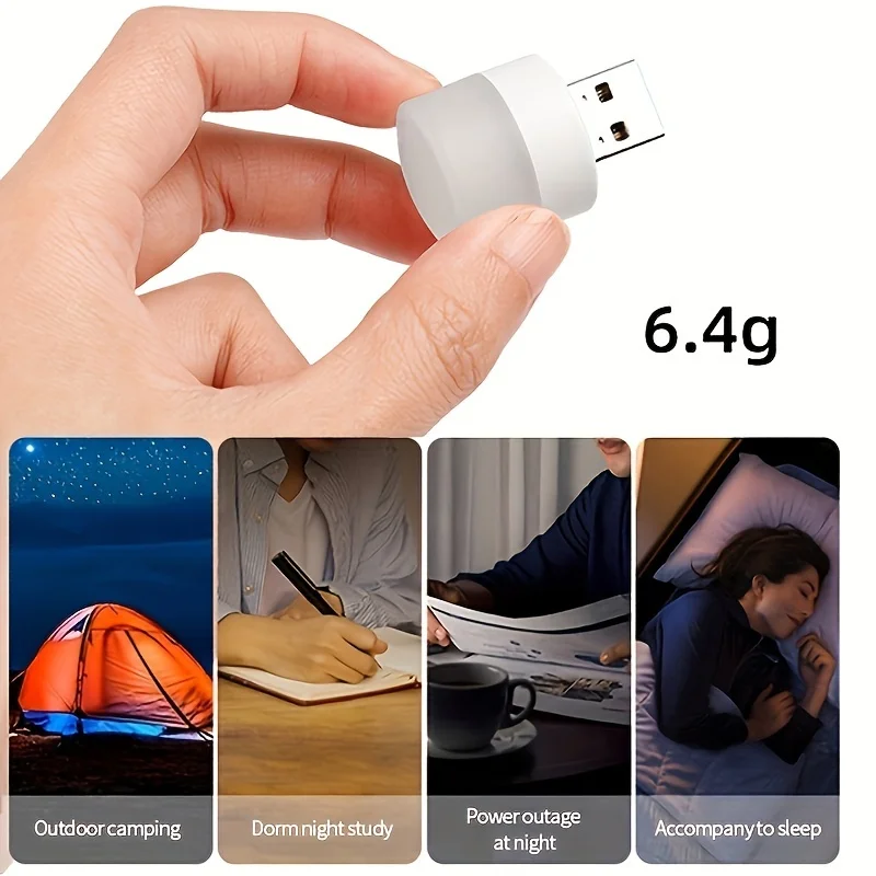 12PCS Mini USB Night Light Bulbs Warm White Eye Protection Book Reading Light USB Plug PC Mobile Power Charging LED Lamp