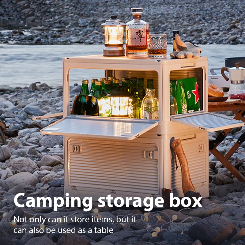 

Многофункциональный ящик для хранения на открытом воздухе, портативный складной ящик для хранения большой емкости для кемпинга, путешествий, автомобильный органайзер