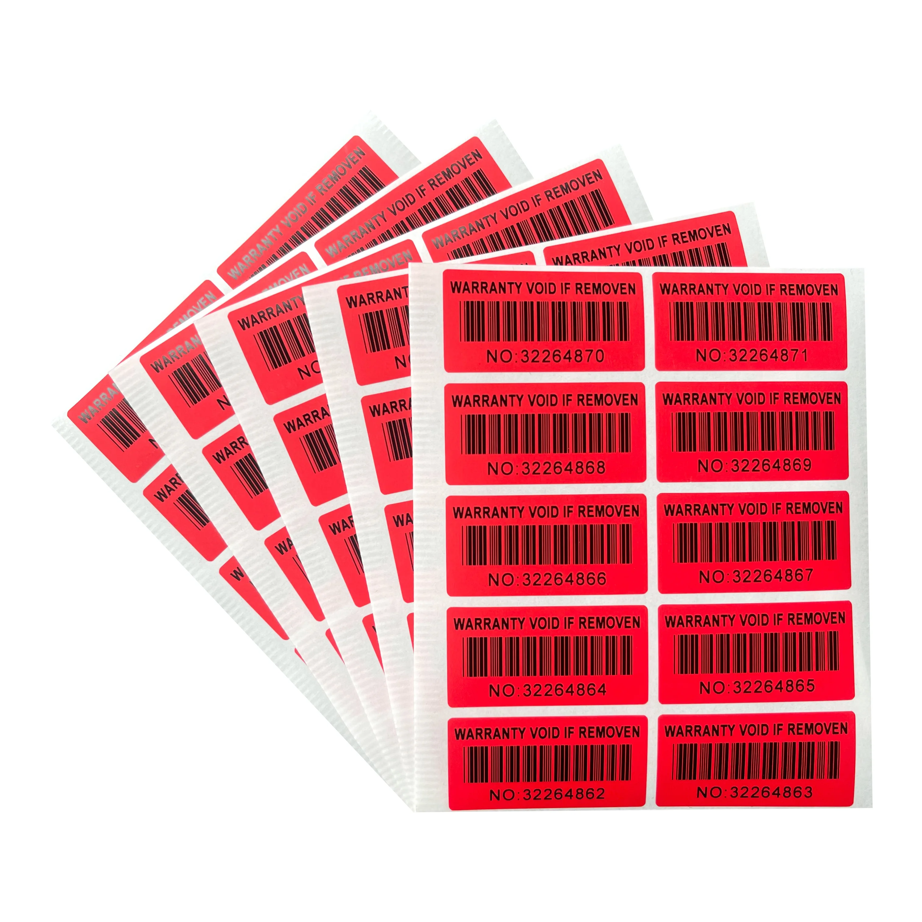 Imagem -02 - Garantia Barcode Serial Number Sticker Tamper-proof Selado em Branco Etiqueta de Segurança Logotipo Personalizado 40x20 mm 500 Pcs Vermelho