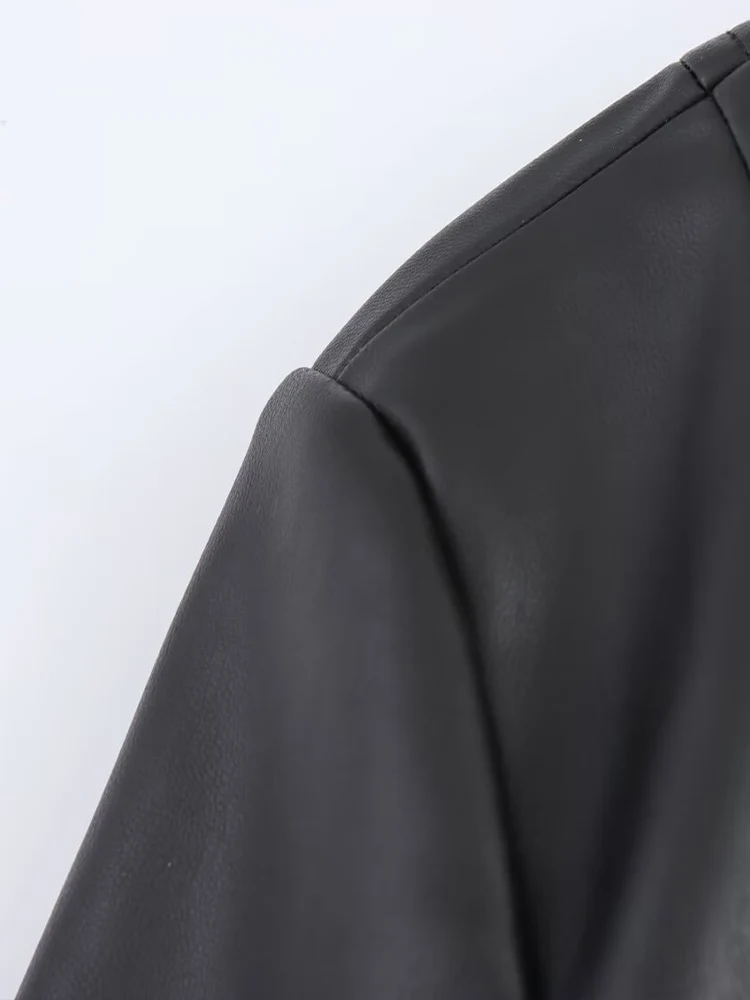 Europäischen und Amerikanischen stil frühjahr neue frauen kleidung kurzen rock saum kunstleder rundhals langarm jacke schlank coa