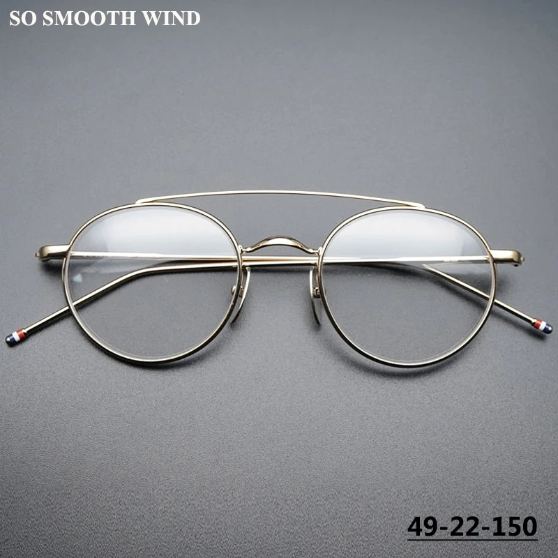 

Brand Design Fashion Glasses Frame Round Pure Titanium Eyeglasses Men Women Double Beam Eyewear Trendy Circle Spectacles TBX101