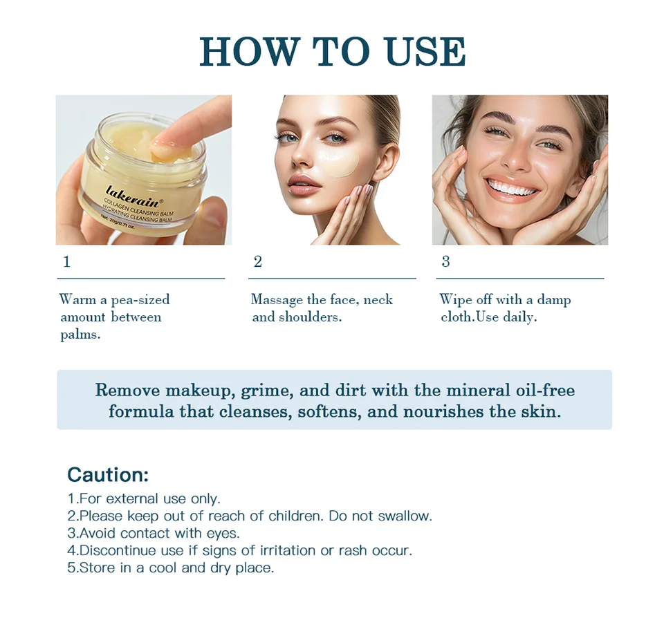 Lakerain Rose Scented Cleansing Balm, Gently Melts Makeup & Impurities, For Face & Lips, Non-Greasy & Soothing Formula