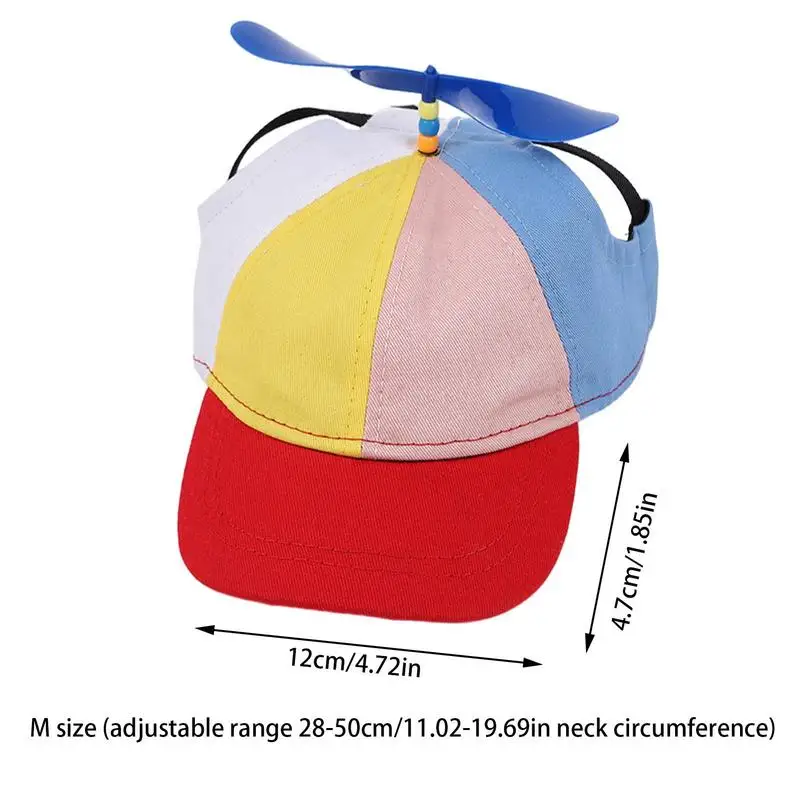 Dog Propeller Hat Pet Outdoor Sports Hats With Ear Holes Dog Hat Rainbow Helicopter Top Hat For Small Dogs Puppy Cats Supplies