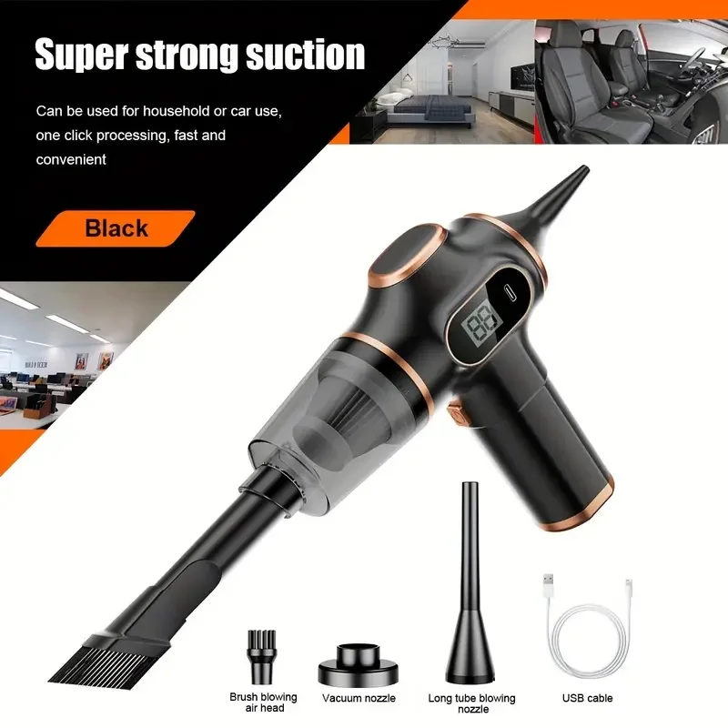 1pc High-Power USB Rechargeable Cordless Handheld Vacuum, Long Battery Life, Multi-Surface Dust Buster for Home, Car, Pet Hair,