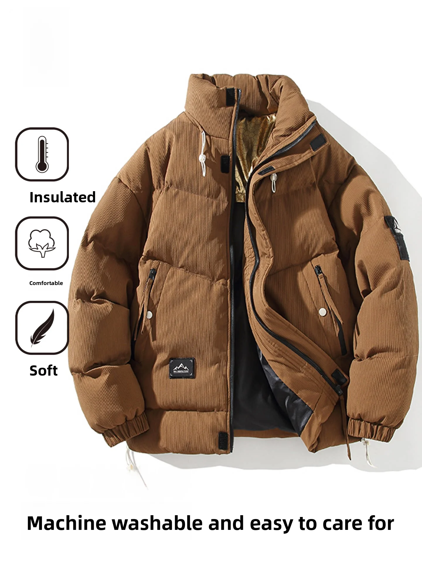 

Утепленная хлопковая куртка Nainiu для мужчин: осенне-зимняя, молодежная, теплая, свободного кроя, на молнии, с воротником-стойкой, износостойкая, модная