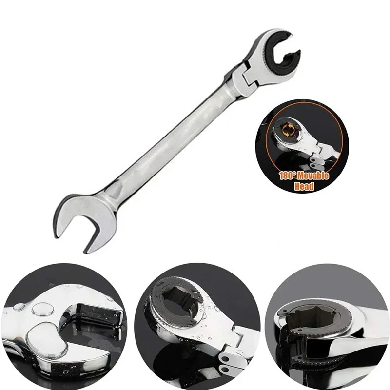 8-30mm Metric Flex-Head Ratcheting Wrench Set Professional Chrome Vanadium Steel Ratchet Wrenches Combination Ended Spanner Kit