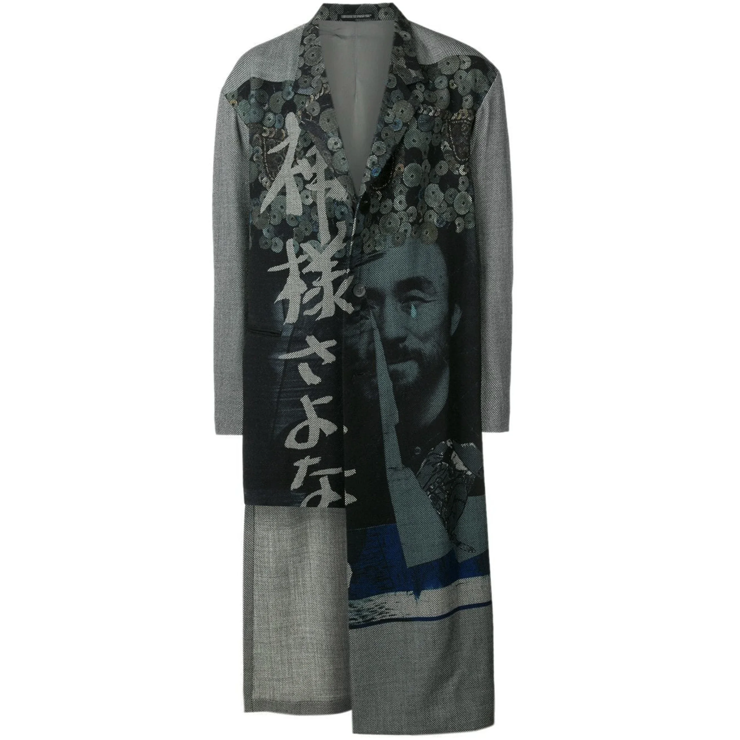 معطف صوف مطبوع من يوجي أوك. معطف صوف مطبوع من يوجي أوك