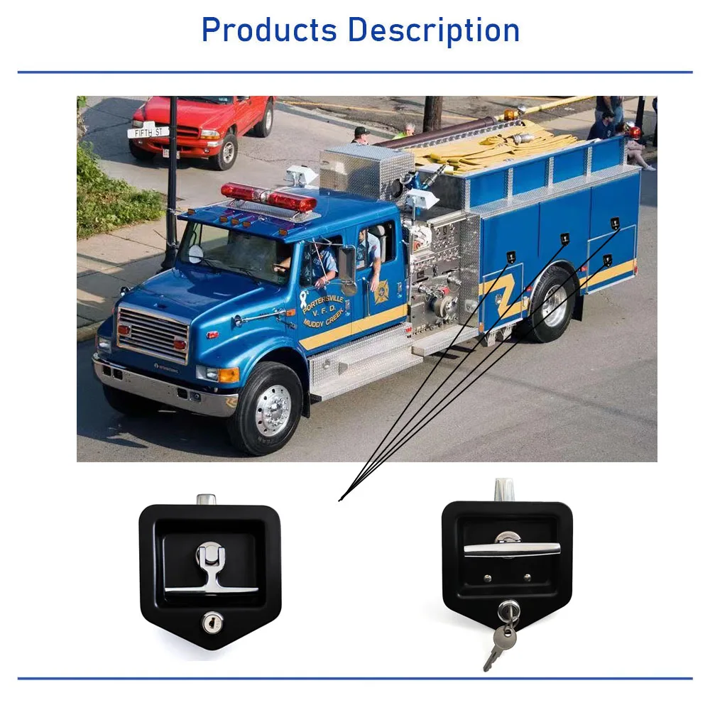 أسود قابل للطي T مقبض قفل راحة أقفال باب الخزانة شاحنة مقطورة أداة صندوق مجداف مزلاج مع مسمار #5