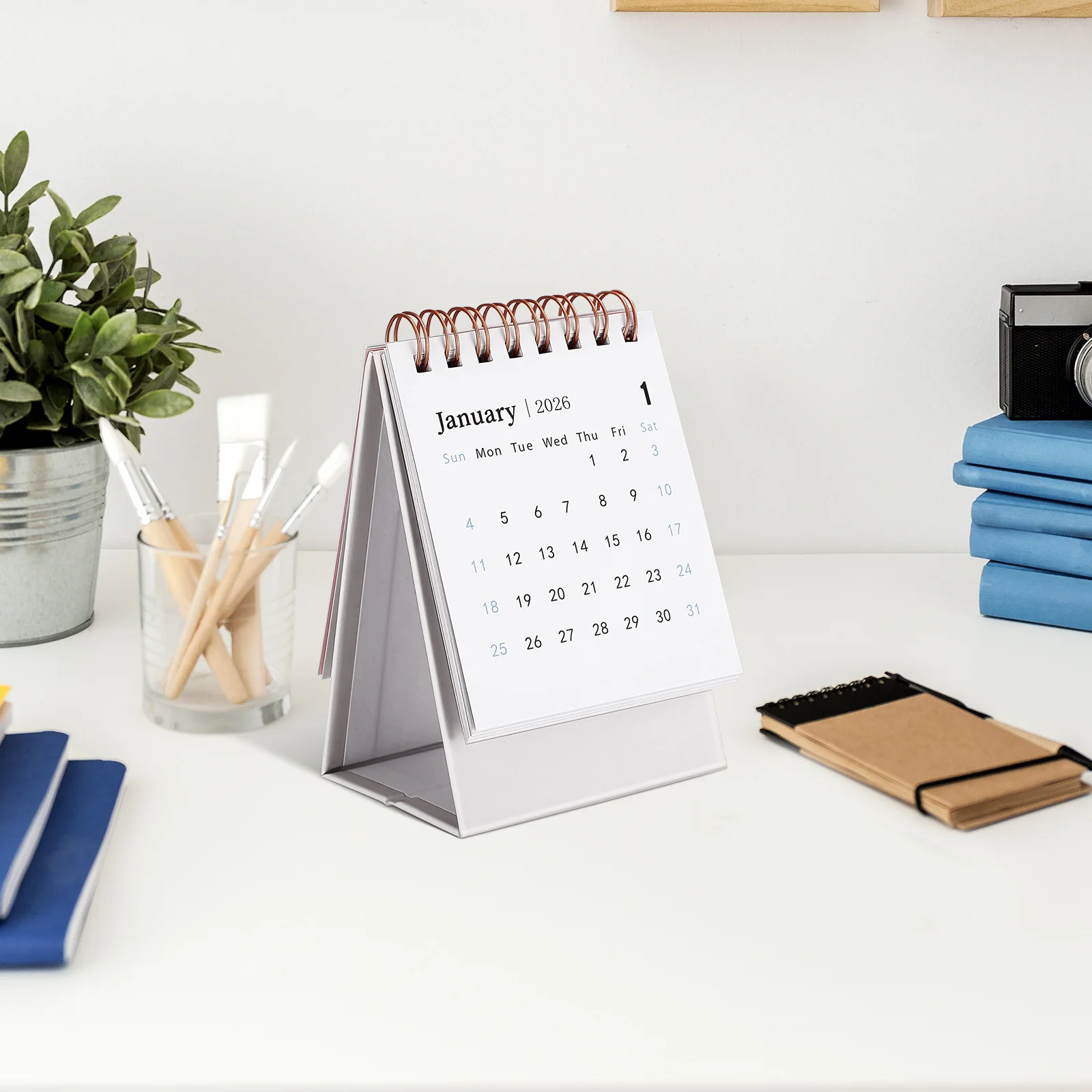 Mini 2026 Desk Calendar: Compact Standing Flip Tabletop Calendar For Home Office School Daily Planning Schedule Organizer Paper
