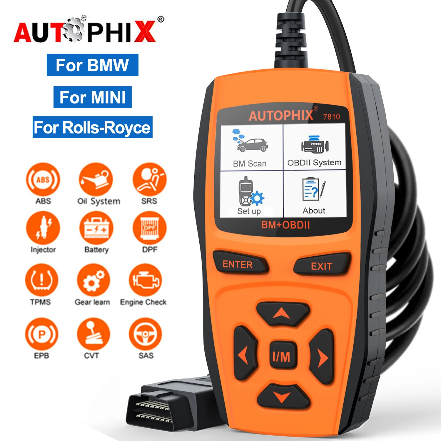 

Автомобильный сканер AUTOPHIX 7810 OBD2, диагностический инструмент, считыватель кодов для BMW, регистрация аккумуляторов, EPB EGS DME DDE CBS F, сброс шасси, ЭБУ