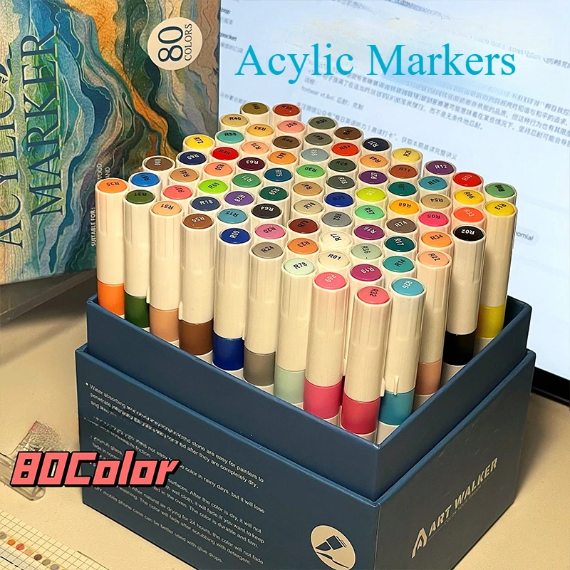 48-80 colors Acrylic Markers for Rock Painting Kids Stone Drawing Pens DIY Ceramic Glass Wood Manga Art School Stationery Supply