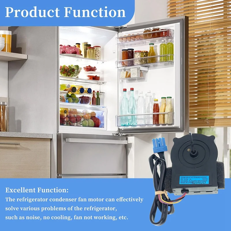 EAU63103207 Motor de ventilador evaporador para refrigerador Kenmore, conjunto de Motor de ventilador de refrigerador DC12V 1A
