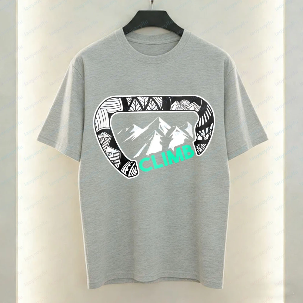 Carabiner Mountain Climbing Pattern Tops Summer Outdoor Sport Tee Fashion Adventure Seeker Casual Cotton Shirt Men's Clothes