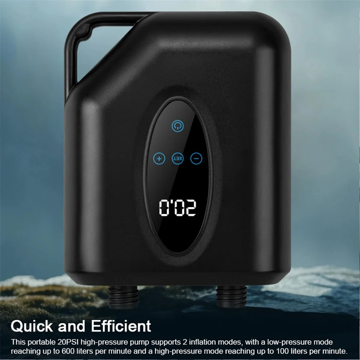 Pompa di aria elettrica portatile 20PSI Compressore per paddle board ad alta pressione Pompa di gonfiaggio e sgonfiaggio per barca da surf Sup A002