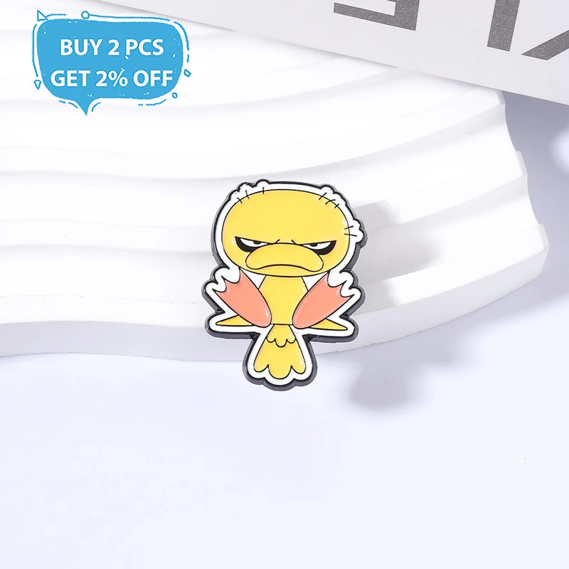 Grumpy Yellow Duck Enamel Pins Cute Cartoon Metal Brooches Fashion Lapel Badge Backpack Clothes Jewelry Gift for Friends