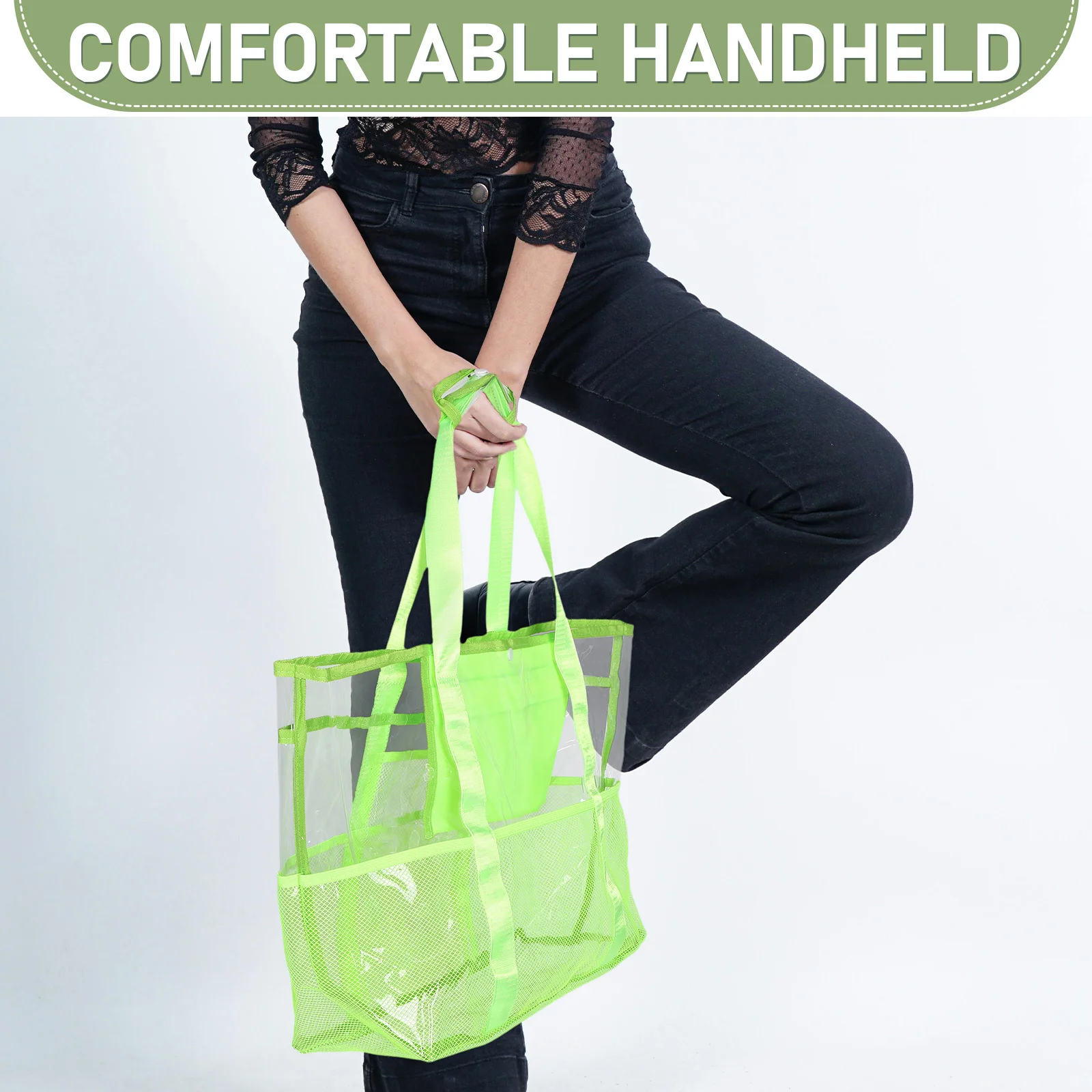 Foldable Mesh Beach Bag Lightweight Large Capacity Travel Tote Mini Pocket Outdoor Swim Pool Vacation Beach Essentials