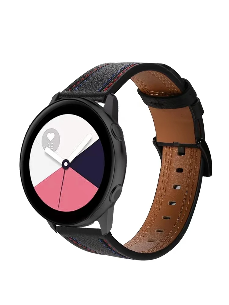 20/22mm Leather strap For Samsung Galaxy Watch 3/4 Active 2 Huawei Watch 3 pro/GT2 Smart Watch Premium Wristband For Amazfit GTR