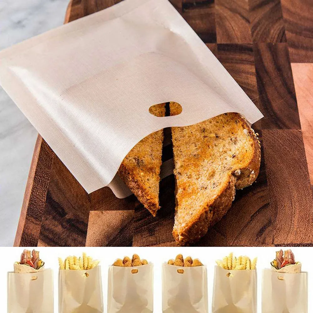 

5pcs/set Toaster Bag Non-stick Bread Bag Reusable Sandwich Bag Glass Fiber Toast Microwave Oven Heating Pastry Tool