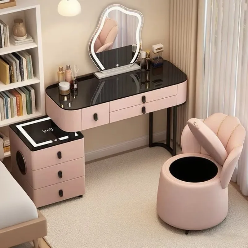 

All Solid Wood Dressing Table for Bedroom Modern and Simple with Intelligent Makeup Table Integrated Storage Cabinet