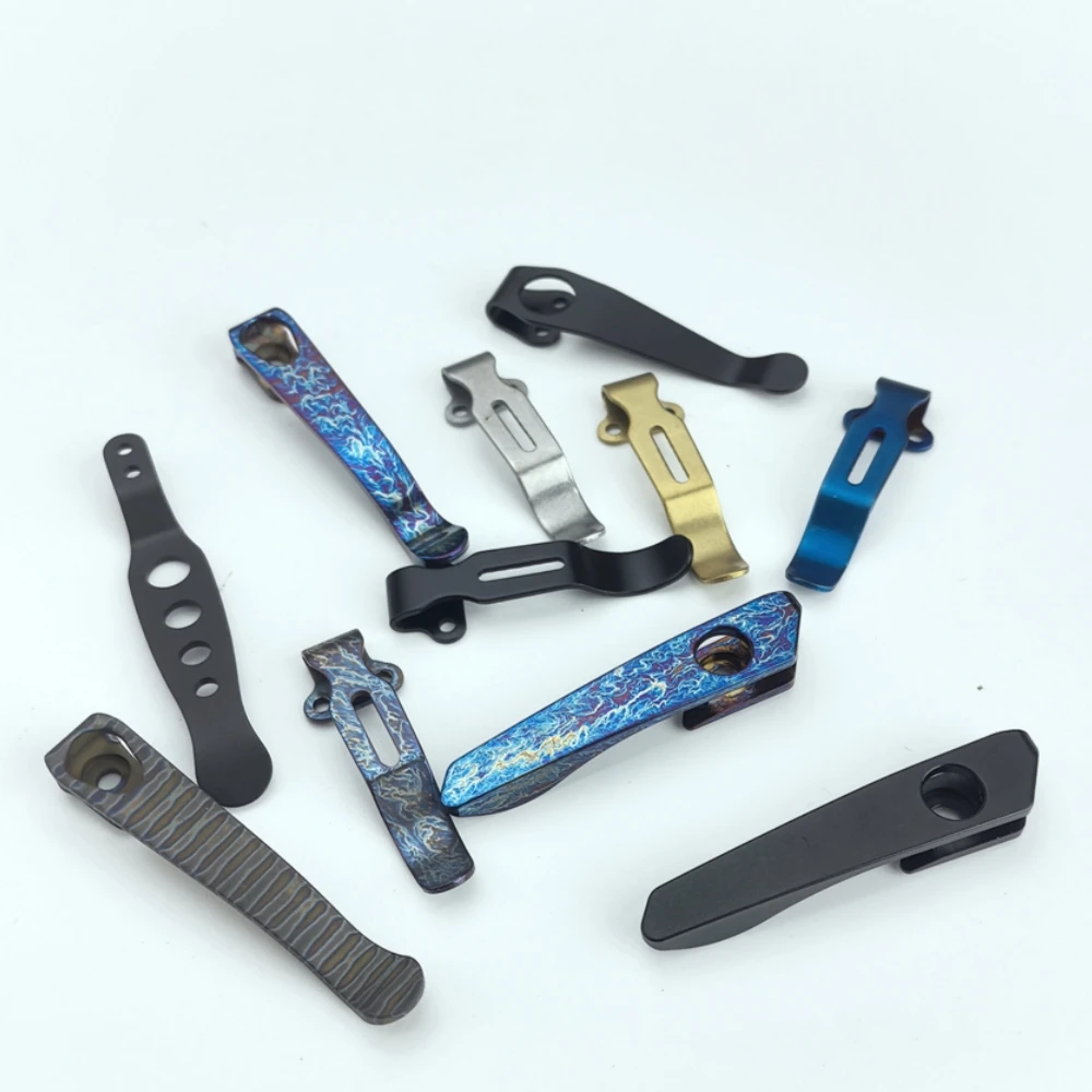 NEW Stainless Steel Burning Titanium Back Clip for DIY Folding Pocket Knife DIY Accessories Back Clip Custom Back Clip Holder - view 2
