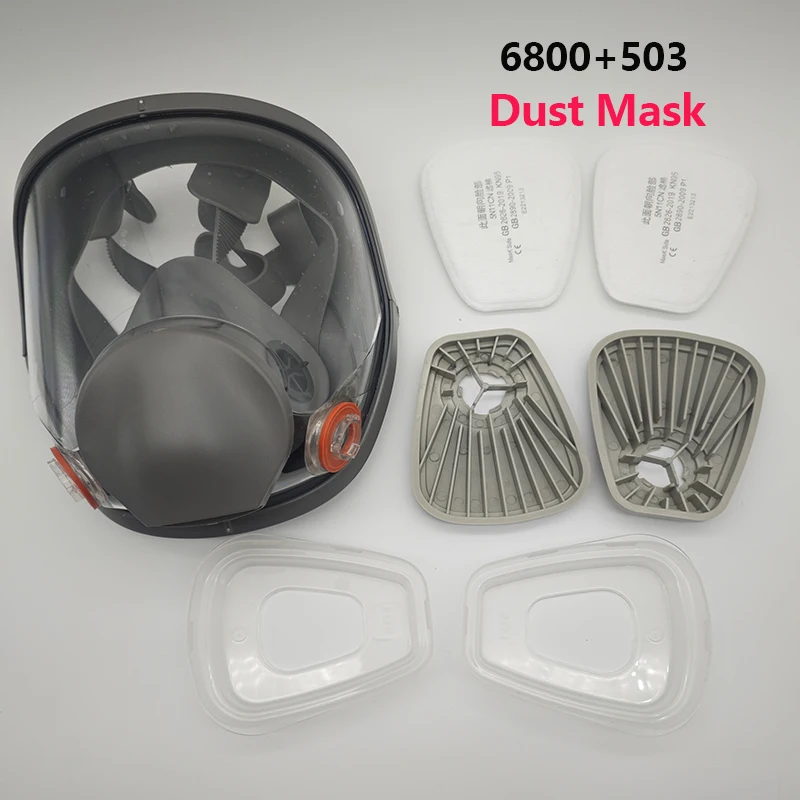 6800 Dust Mask Full Face Respirator With 5N11 Particle Filters 503 Set For Industrial Labor Dust Paint Spray Decoration Grinding