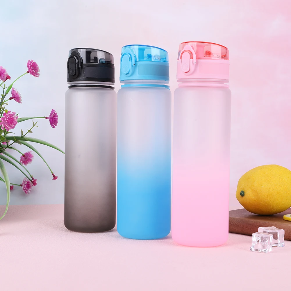 

500ml Frosted Water Bottle Leakproof Dazzling Color Water Bottle Large Capacity Gradient Water Cup for Outdoor Fitness