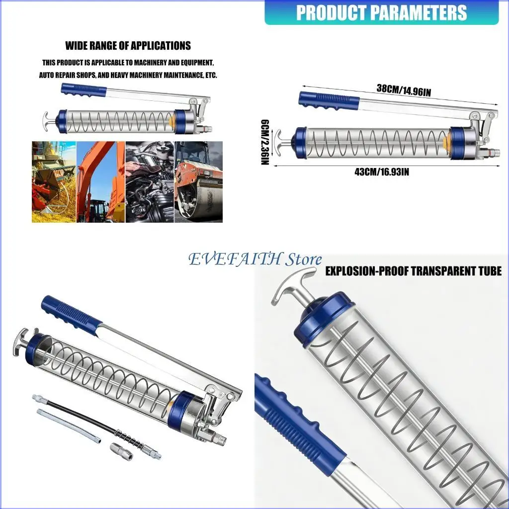 

124B High Pressure Lubrication Tool With 38CM Handle Grease Injector For Trucks
