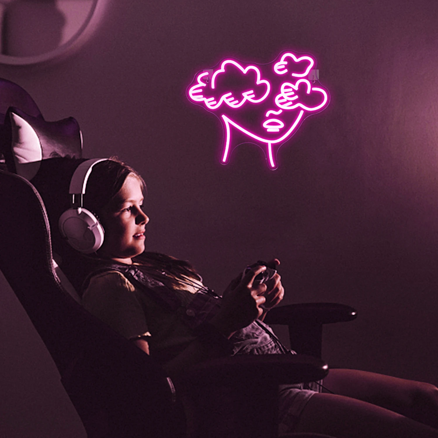 Personality Brain Art Face Neon Sign Wall Decor Men's Cave Neon Light Studio Game Room Neon Decor Led Sign Home Bar Wall Decor