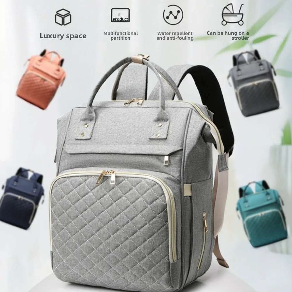 

Multi-functional Nylon Mommy Bag Solid Color Multifunctional Diaper Backpack Waterproof Hand-held Maternity Travel Bag Travel