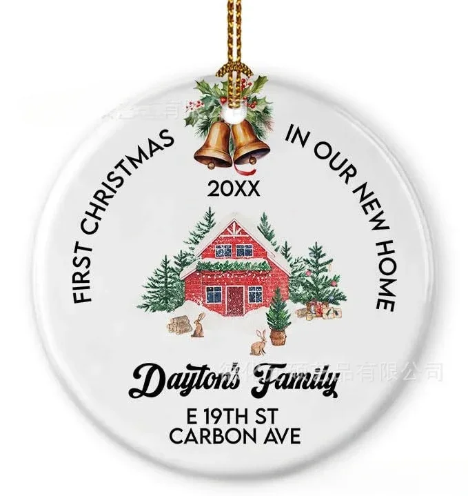 Wholesale customizable printed on both sides ceramic sublimation blank christmas tree decoration  ornaments