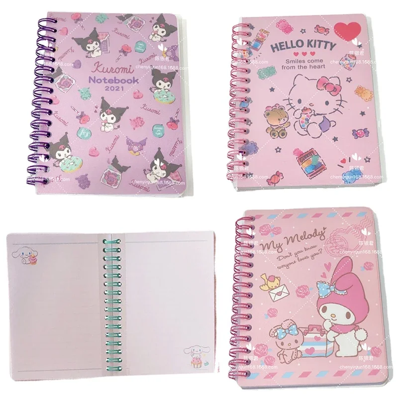 Hello Kitty A6 Cute Spiral Book Coil Notebook Mini Loose-leaf Hand Book Student Portable Notebook Ring Binder Kawaii Supplies