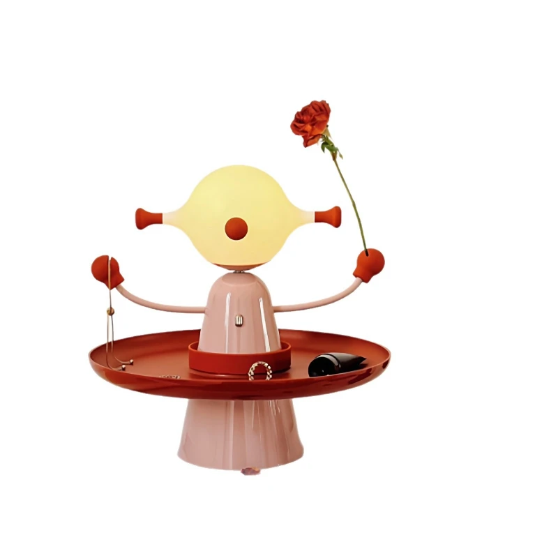 

Cute shape bedside bedroom ambient light premium decorative charging desk lamp