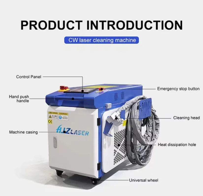 High Power 3000w 2000w Continuous Water Cooling Laser Cleaning Machine for Metal Oil Paint Rust Removal Car Paint Laser Cleaner