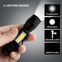 Mini Torch LED Rechargeable Flashlight Portable USB Charging Flashlight High Power Bank Camping Waterproof Long Range Lantern