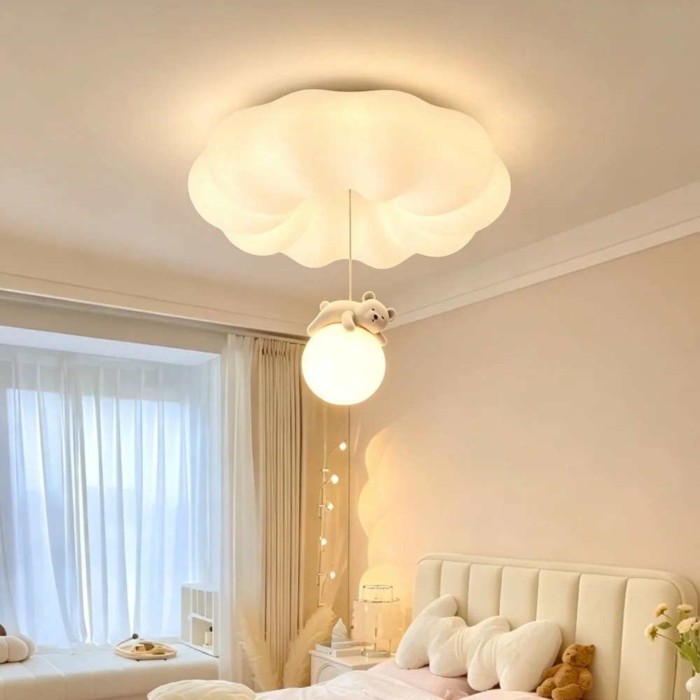 Modern Led Children's Ceiling Light Bear Shaped Pendant Lights Three Color Light Suitable For Bedrooms Living Rooms Study Rooms
