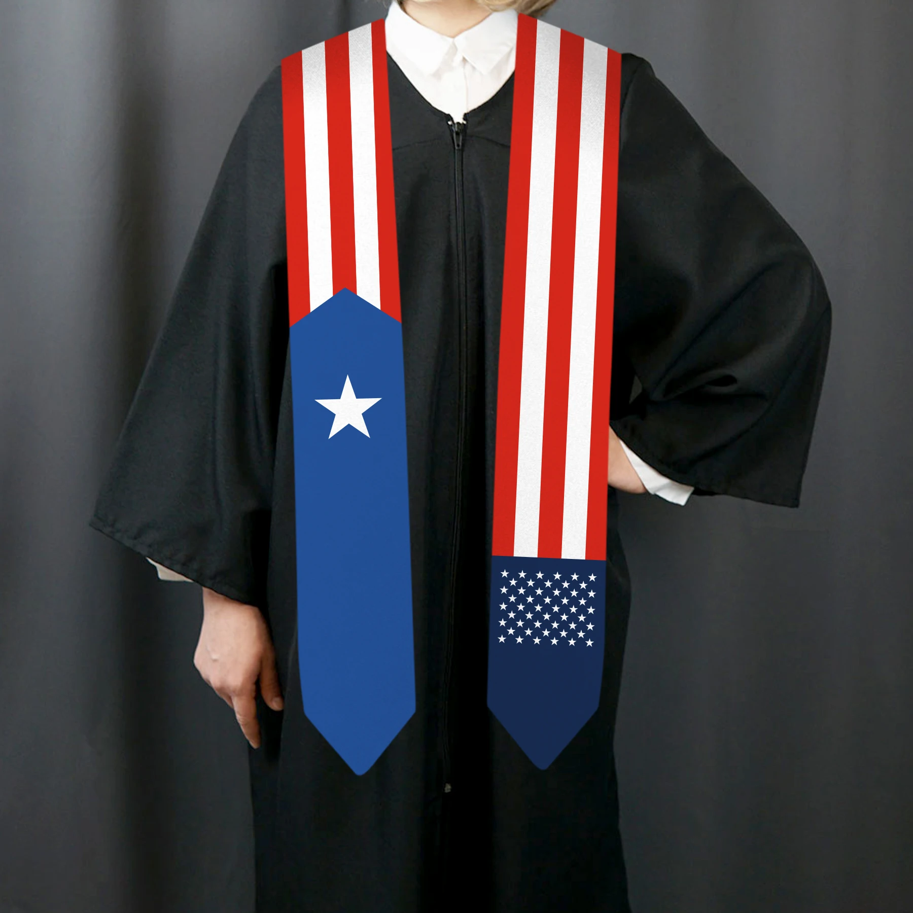 13x180cm USA And Puerto Rico Flag Graduation Sash Bachelor Gown Accessory Graduation Sash Scarf